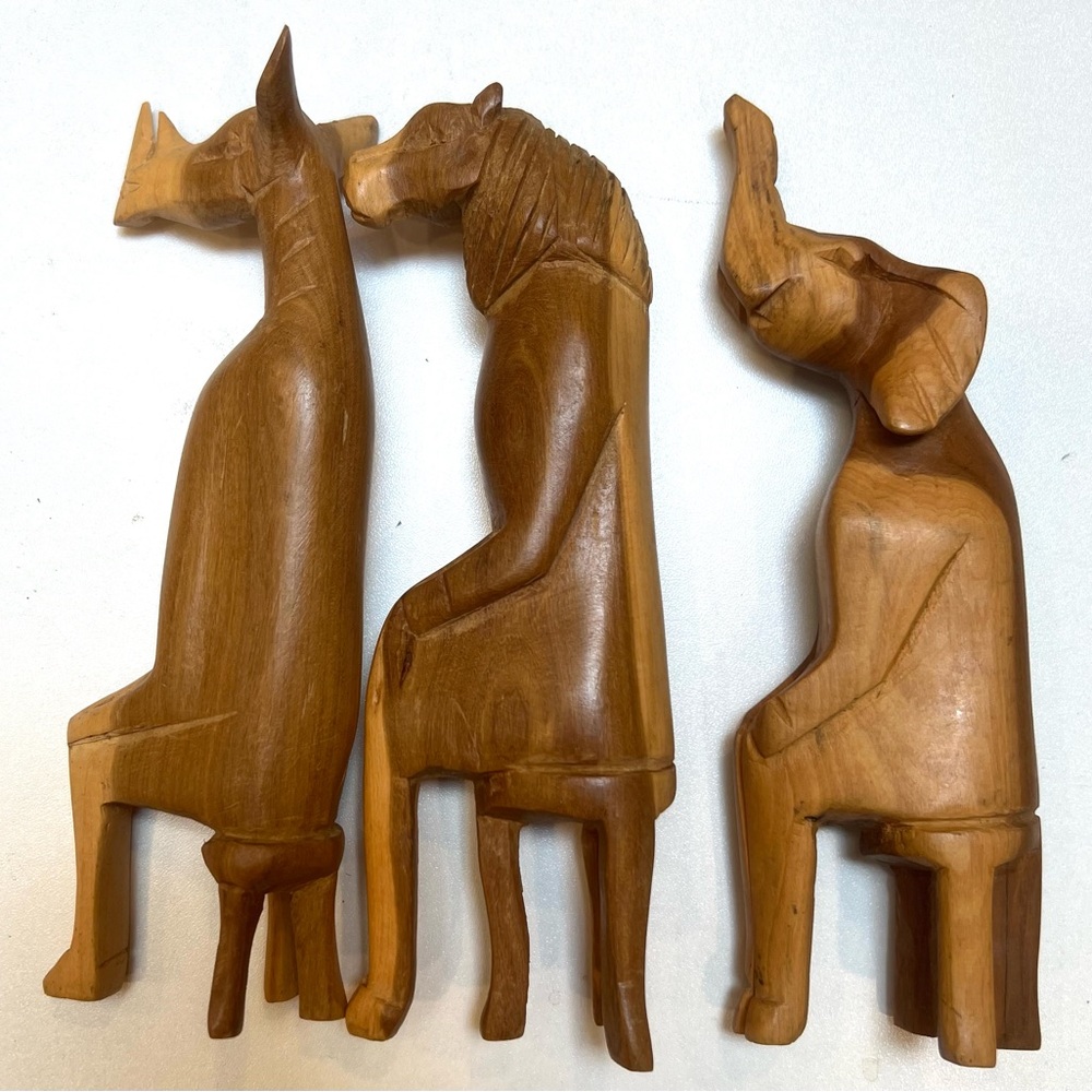 Handcrafted Wooden Animal Sculpture Set